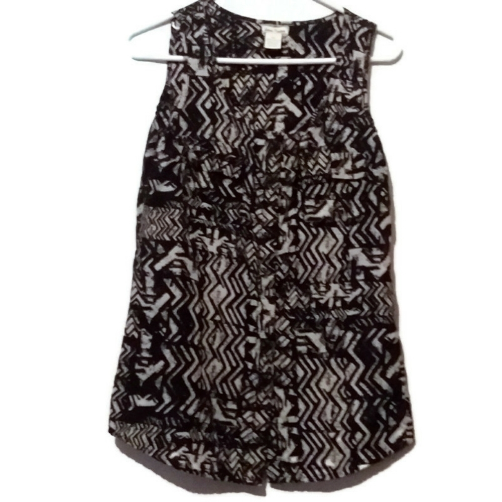 Love Notes Tribal Print Black Sleeveless Top XS